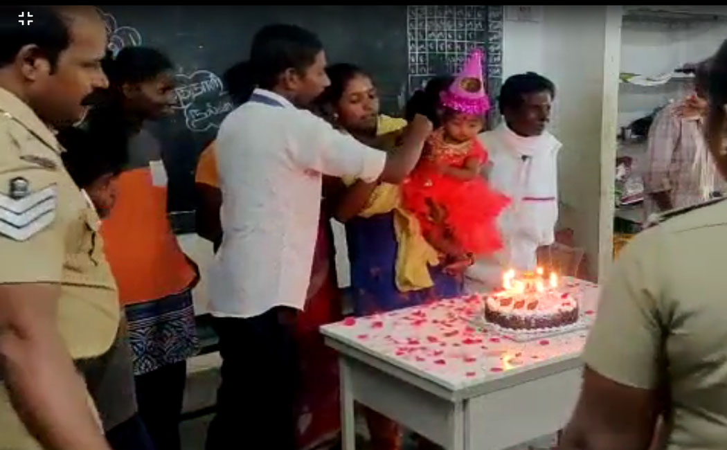 Police celebrating baby's birthday!