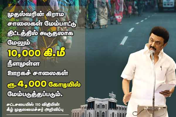 Rural roads will be improved CM MK Stalin