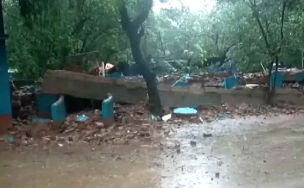 Completely collapsed school building