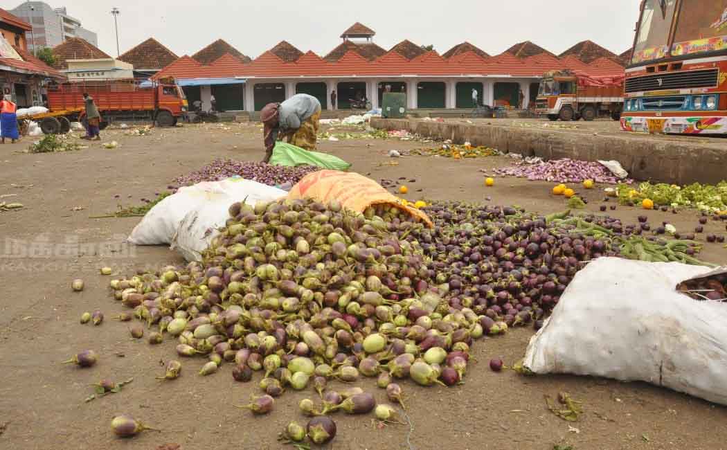 Deserted market; Wasted vegetables