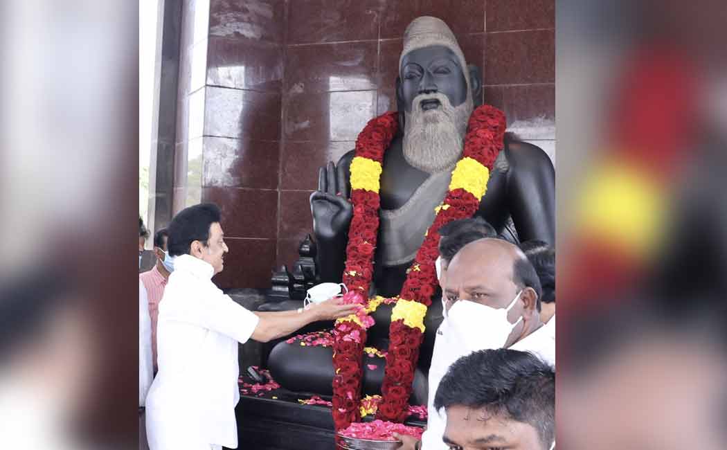 Chief Minister M.K. Stalin pays homage to Thiruvalluvar