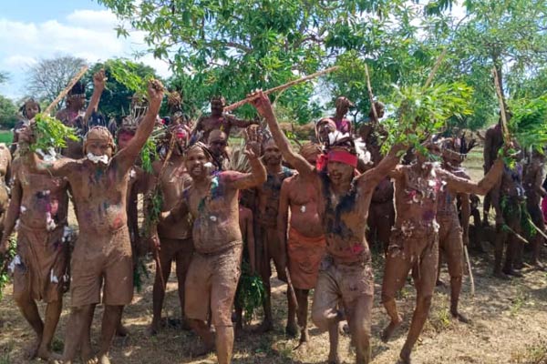 An festival on Bathing in the mud and going around the Silambam to worship the Goddess in pudukkottai