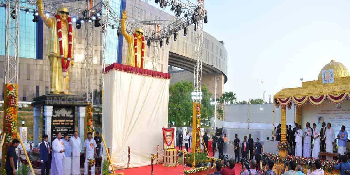 16 feet kalaingar statue unveiled at Government Complex