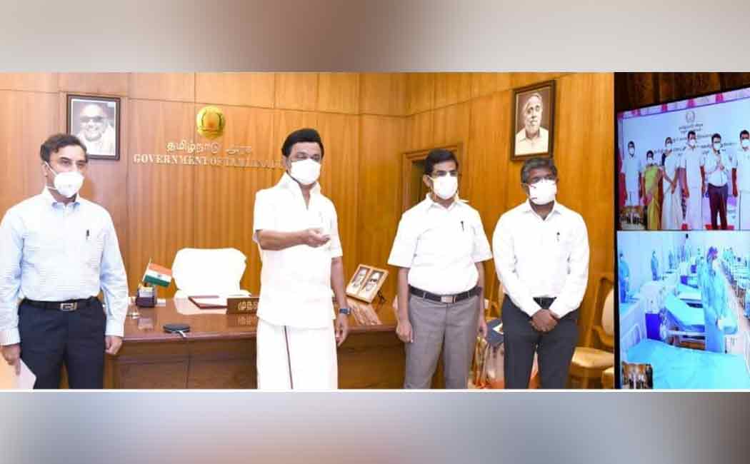 Corona treatment center with oxygen bed facilities at Karur paper mill ..!