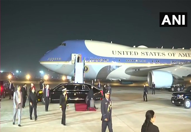 US President Donald Trump departs