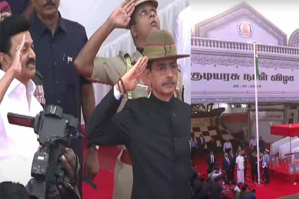Hoisting the national flag, Governor R.N. Ravi