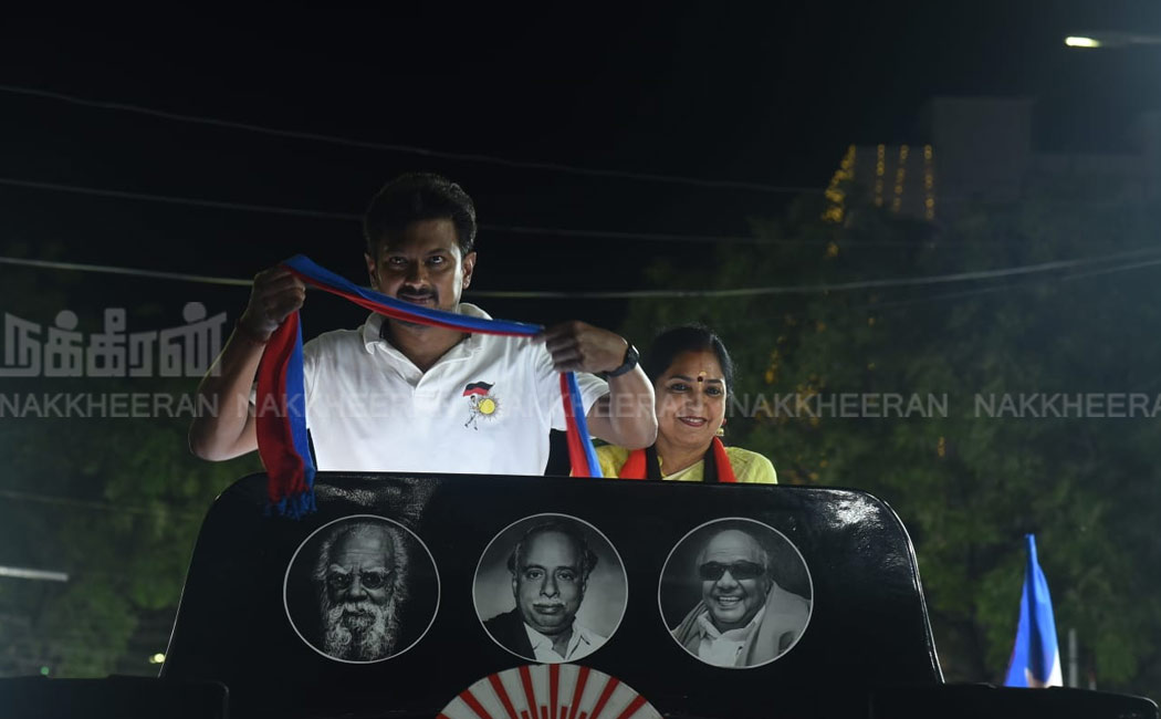 Minister Udayanidhi Vote Collection in Support of South Chennai DMK Candidate (Pictures)