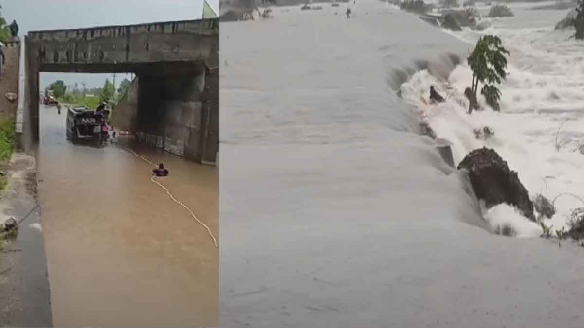 Flooding in Tenpenna River; A broken footbridge
