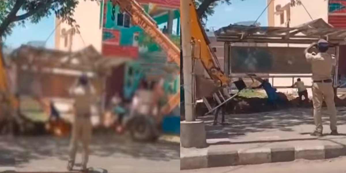Electric mishap while changing bus shelter; 4 employees were injured