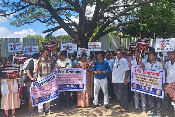 kolkata medical student protest for justice in Cuddalore district govt medical college