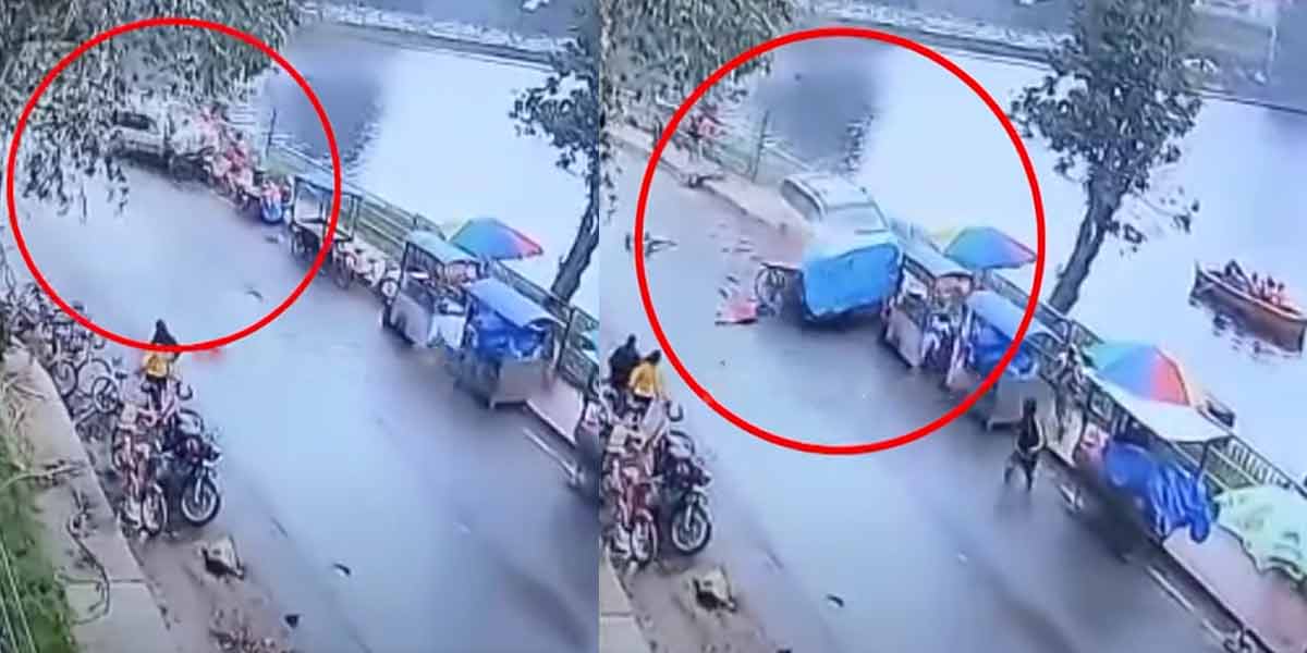 incident on Kodaikanal lake road... CCTV footage of car hitting roadside shops shocking