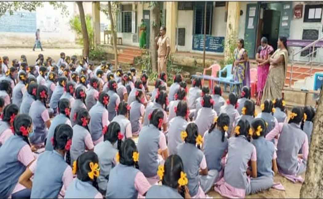 Awareness program for students led by the headmaster