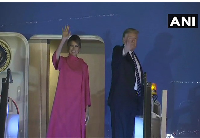 US President Donald Trump departs