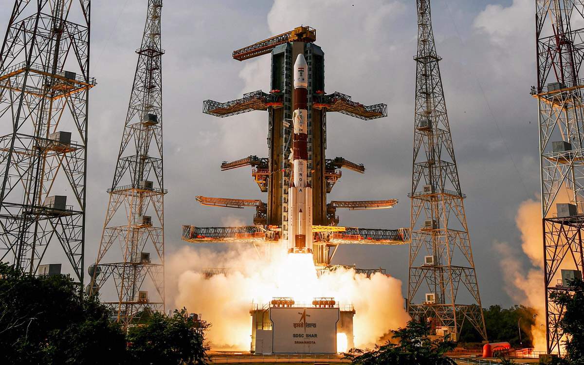 PSLV C-51 launched into the sky