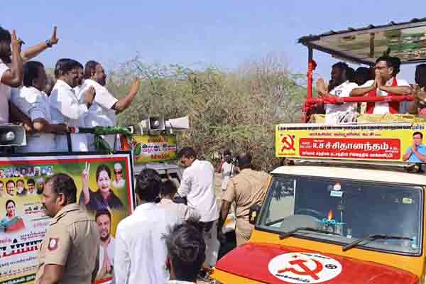 Interesting thing happened when Dindigul Srinivasan and CPM candidate campaigned