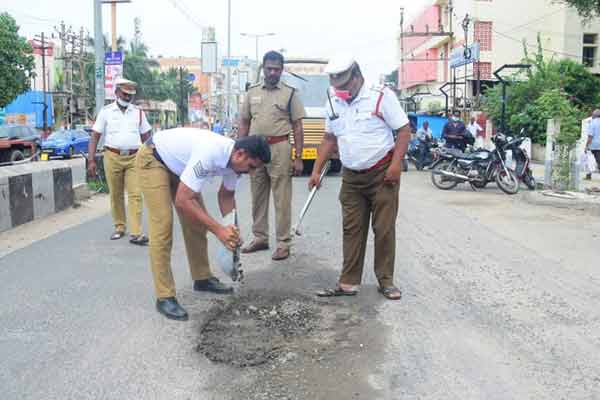 Roads repaired following the order of the Commissioner of Police!