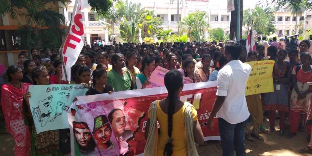 pollachi sexual abuse case; college students protest