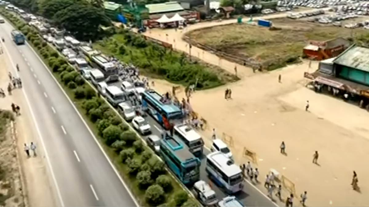 'Vehicles marching for 10 km'-V. Road in traffic jam