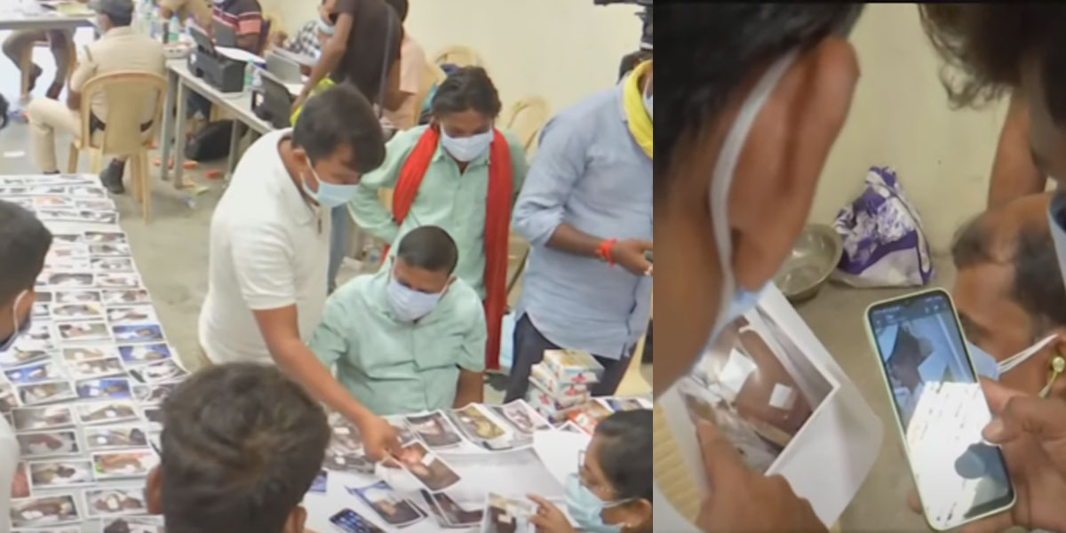 Difficulty identifying bodies; officials displaying photographs