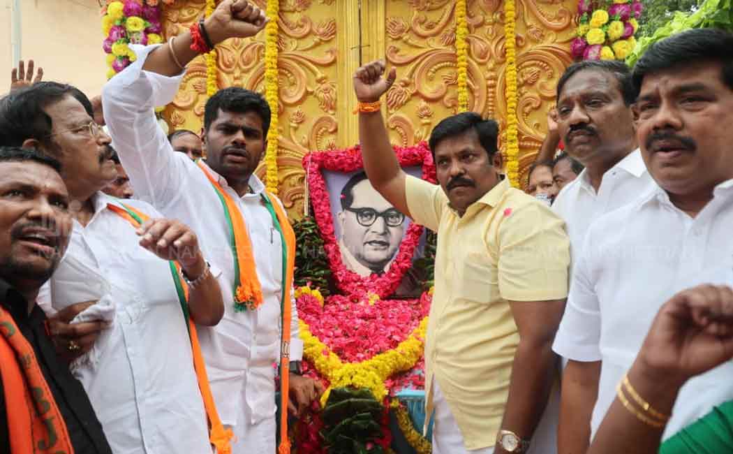 Annamalai pays homage to Dr Ambedkar