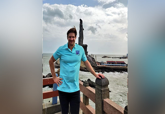 Australian cricket team PLAYER SHANE WATSON VISIT touched the Thiruvalluvu statue
