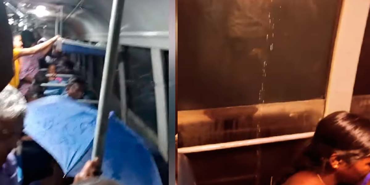 Rain inside an express bus; A viral video