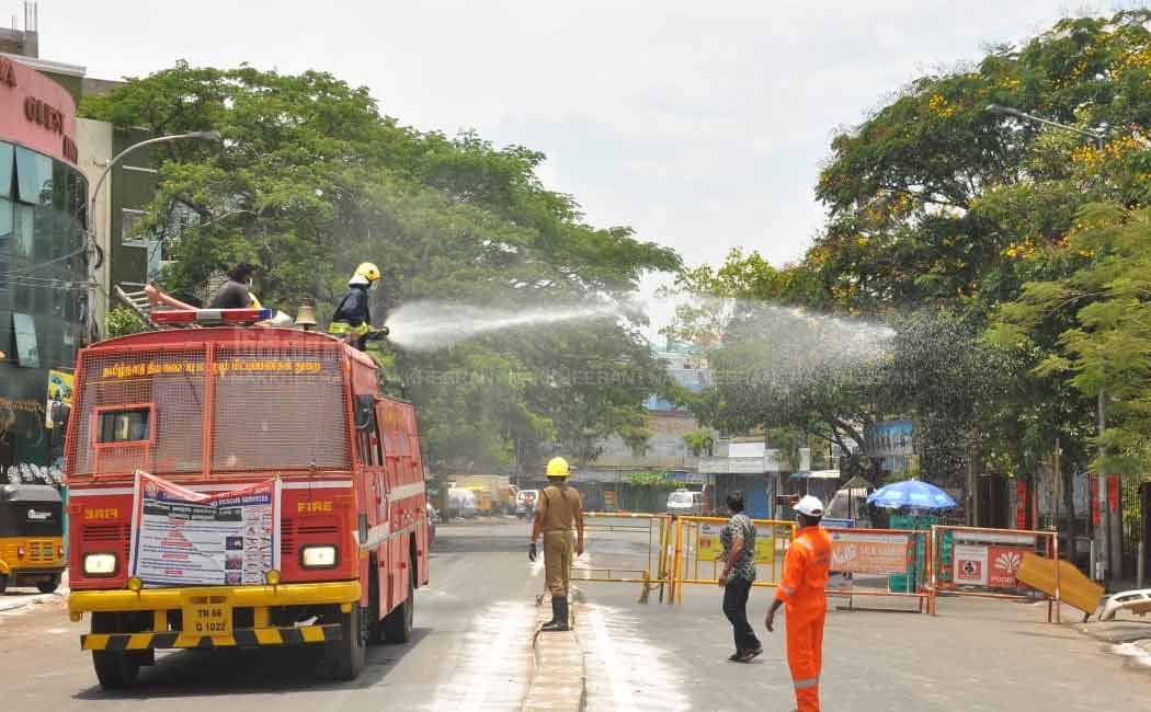 Disinfectant spray throughout puthupettai