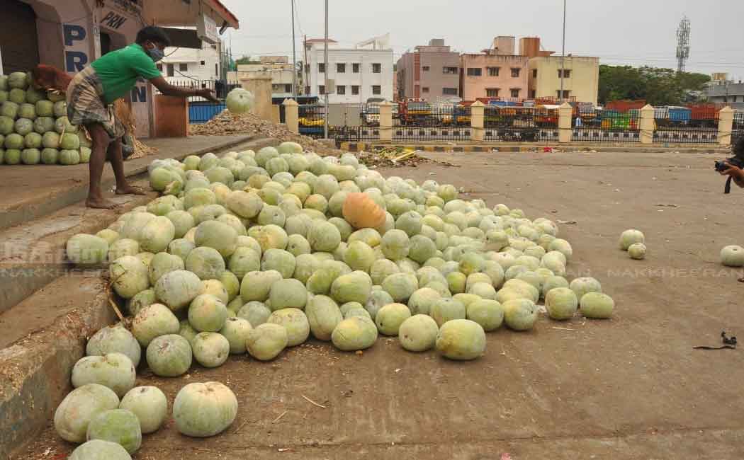 Deserted market; Wasted vegetables