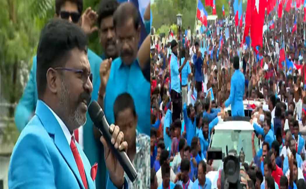 A grand rally led by Thirumavalavan in trichy
