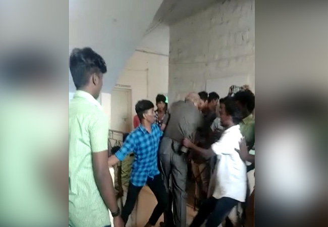 college principal and students police