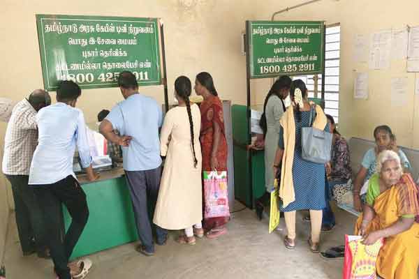 Students waiting at e-service centers in cuddalore