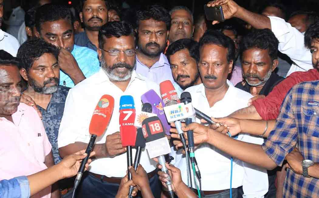 vck chief thol thirumavalavan gives support for fishermans due to land encroachment issue