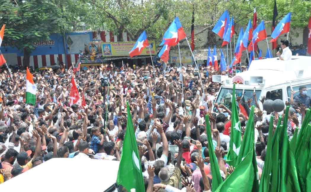 DMK MKStalin election campaign for madhavaram and rk nagar candidates