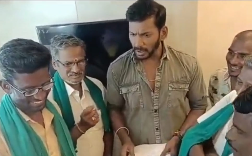 vishal angry to farmers in his 34 film shooting spot