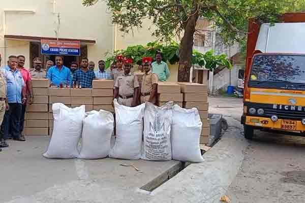Fake wine bottles with bran bags! Pondicherry police shocked!