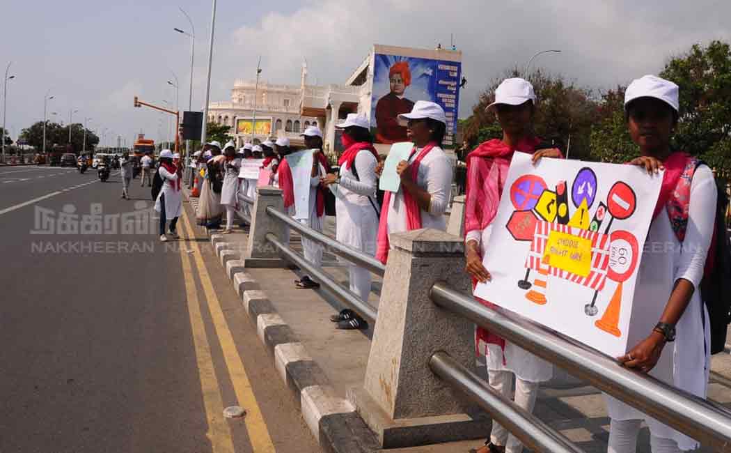 queens maris college students rally for traffic awareness