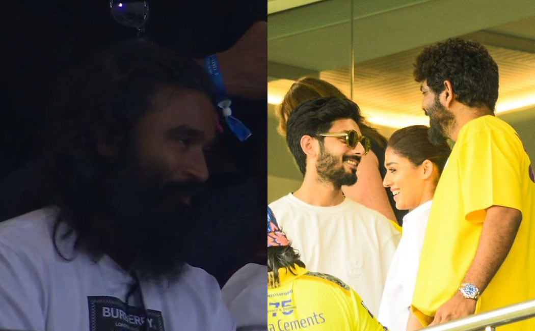 celebrity dhanush, nayanthara watched csk vs mi match in chennai