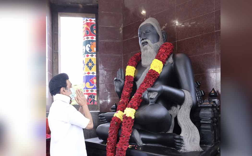 Chief Minister M.K. Stalin pays homage to Thiruvalluvar