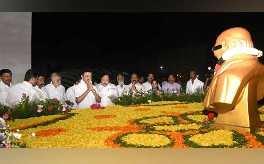 arignar Anna kalaignar Memorial at Chief Minister M. K. Stalin