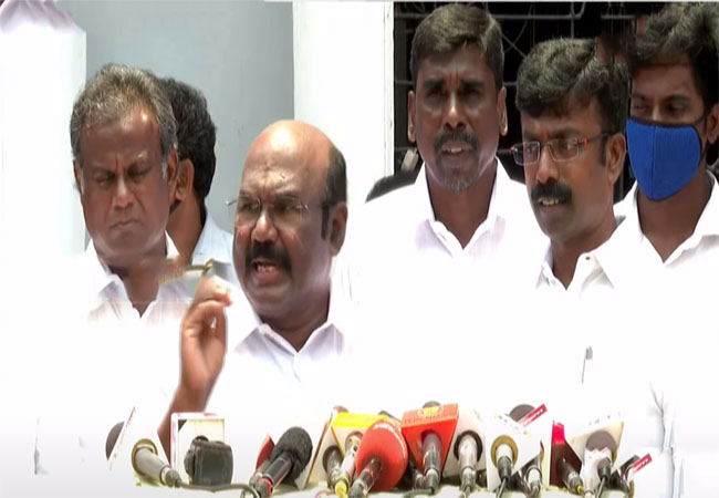 ADMK CANDIDATE AND MINISTER JAYAKUMAR MEET TAMILNADU CHIEF ELECTION OFFICER
