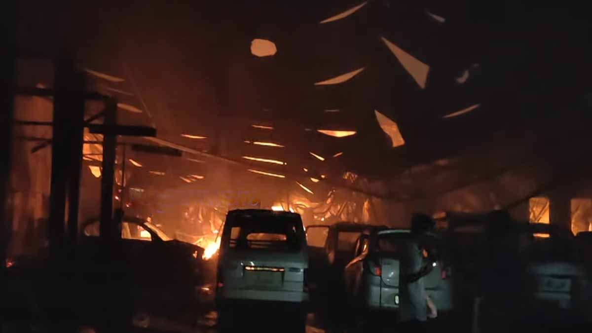 A fire broke out in a car showroom