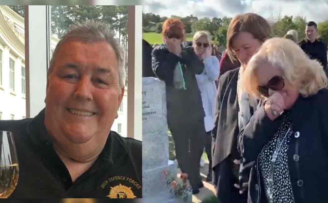 relatives laughing at ex military officers funeral