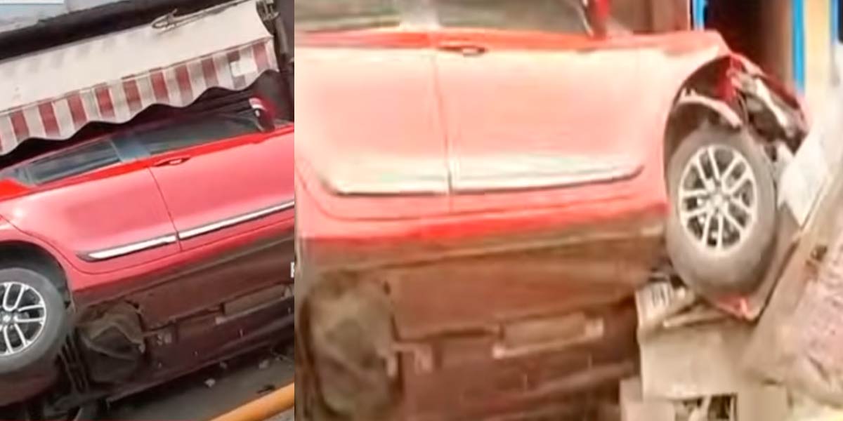 The car lost control and crashed into the shop