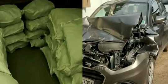  Gutka bags in the car that crashed... Police registered a case