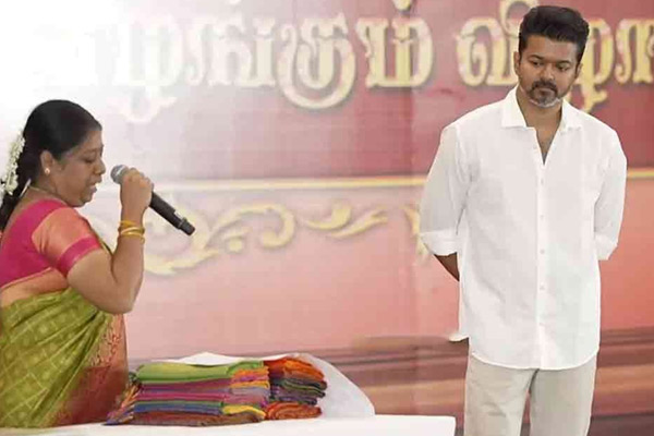 The woman who sang Vijay's praises on the stage