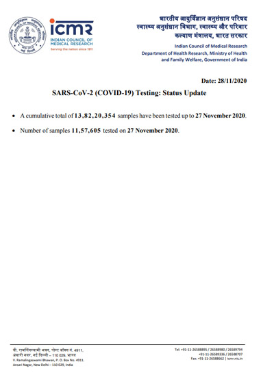 india coronavirus samples tested details icmr