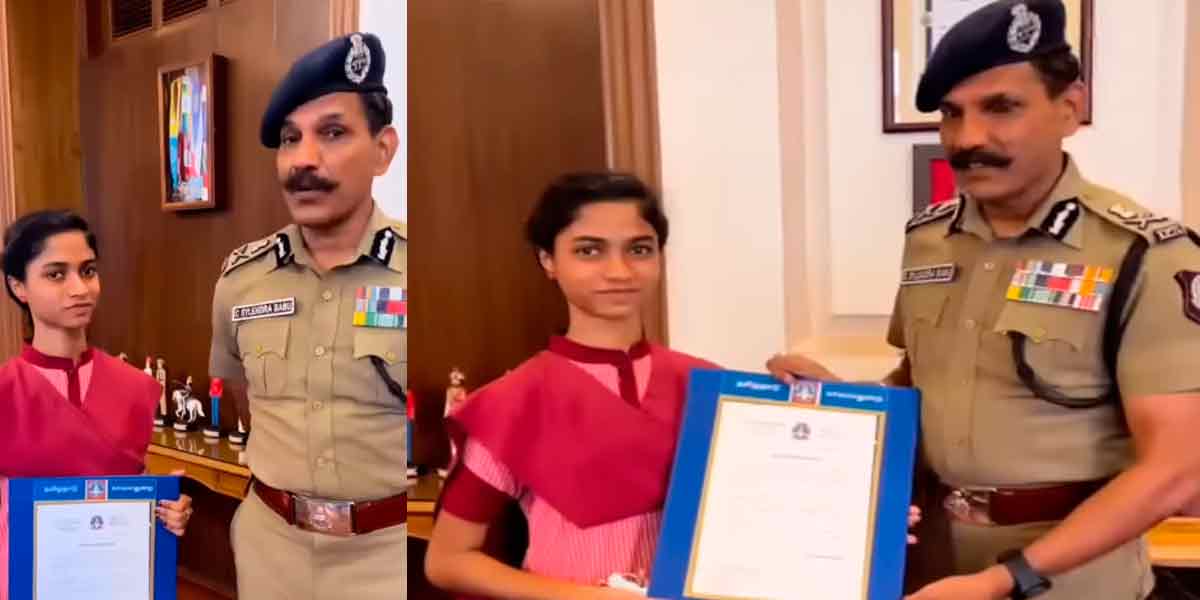 "There are only three people in Tamil Nadu; This is not an ordinary thing'' - DGP of Tamil Nadu praised the student Nandini in person