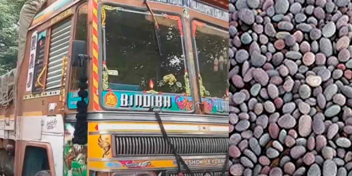 Illegal transport of pebbles-lorry seized