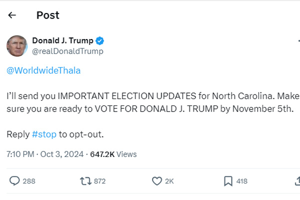 donald trump tagged ajith fans page account in x