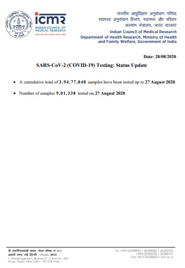 india coronavirus samples tested details icmr